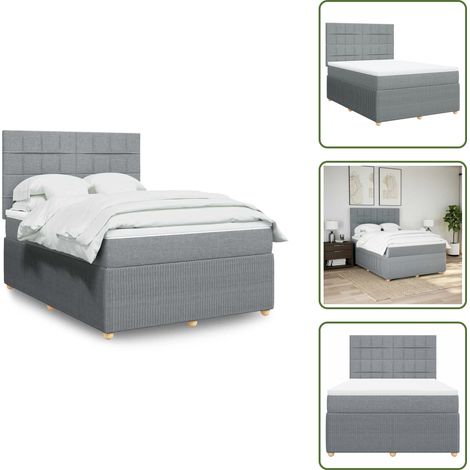 Sommier à lattes de lit avec matelas Gris clair 140x190cm Tissu - Sommier À Lattes De Lit - Sommiers À Lattes De Lit - Lit - Meuble De Chambre À Coucher (1/5)