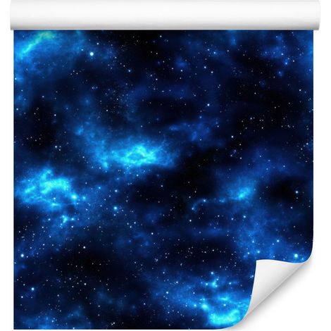 Aquarell-Galaxie-Tapete, blauer Hintergrund, marineblaues Zentrum, 50 x 1000 cm (1/5)