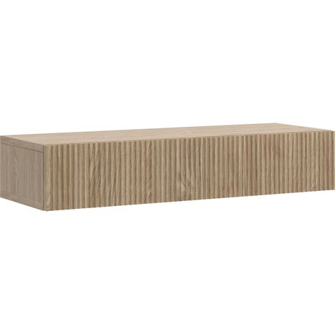 Selsey – Table console suspendue 90 cm – Tiroir Push-to-Open – Panneau mélaminé chêne huilé – Résistante à l'humidité et aux rayures (1/7)