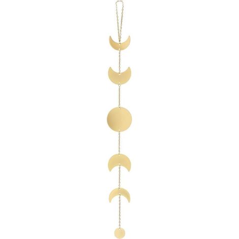 Guirlande de phases lunaires Mkouo en métal, style bohème chic, décoration murale dorée. Idéale pour appartement, dortoir, bureau, (1/5)