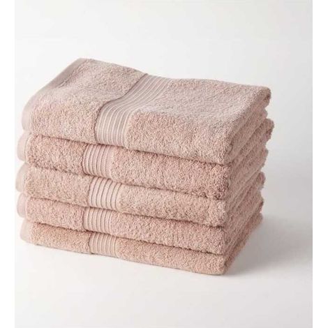TODAY Essential - Lot de 5 draps de bain 70x130 cm 100% Coton coloris rose