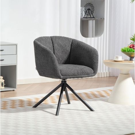 Fauteuil pivotant 58,5x59x78,5 cm gris foncé, assise enveloppante, polyester métal MEUBLIV (1/5)