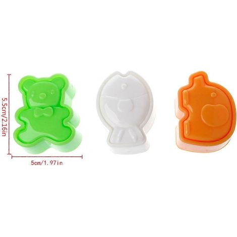 3-teiliges Set niedlicher Sushi-Reisbällchen-Formen in Bären-, Elefanten- und Fischform zum Backen und Selberkochen (1/5)