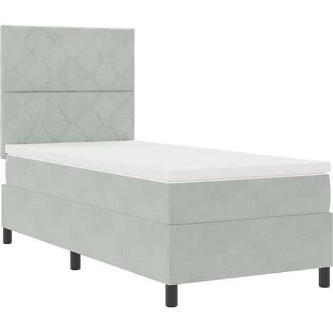 Cama tipo Box Spring Gris claro 90 x 190 cm Terciopelo vidaXL (1/5)