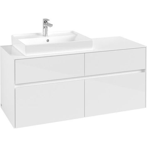 Vasque VB Collaro 1200x548x500mm 4 Éléments, Vasque gauche, Blanc brillant