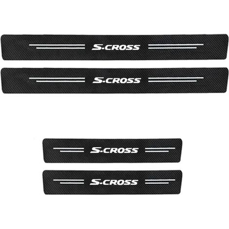 (4 pièces) Autocollants de seuil de porte de voiture pour SUZUKI S-CROSS,bandes de protection décoratives en fibre de carbone pour le coffre et le pare-chocs (1/3)