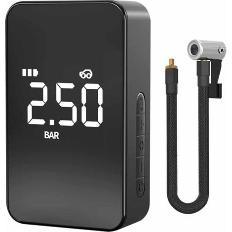 Compressore d'aria, gonfiatore per pneumatici auto con cavo, pompa per bicicletta, 5 modalità di gonfiaggio, display digitale, schermo LCD digitale, luce LED e porta USB, adatto per moto, scooter, aut (1/4)