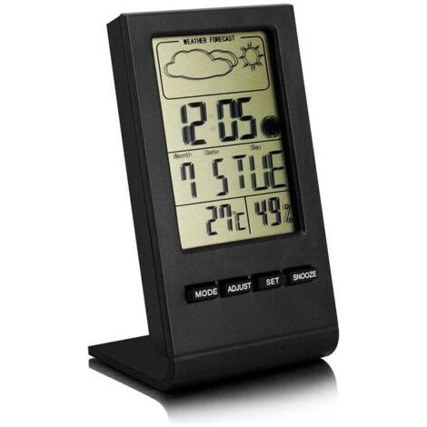 Station météo électronique avec grand écran LCD – Température et humidité intérieures/extérieures – Prévisions météo – Alarme gel