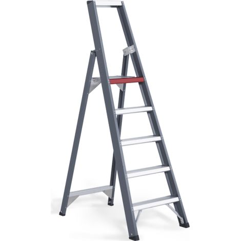 Escalera tipo tijera de peldaños planos de aluminio de ascenso (1/5)