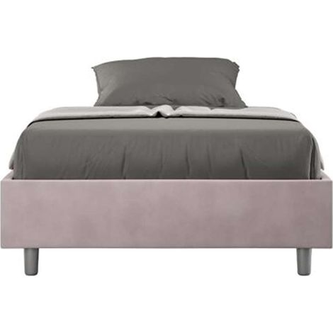 Letto singolo contenitore imbottito 100x190 microfibra glicine Azelia (1/5)