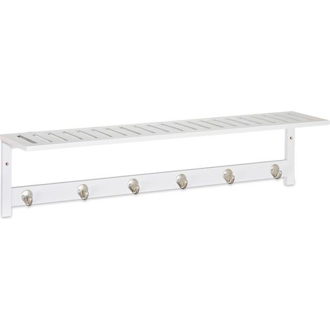 Appendiabiti da parete stretto decorativo stile country 80 x 20 x 10 cm in bambù bianco 130008441