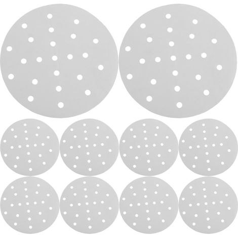 Lot de 400 feuilles de papier cuisson vapeur - Tapis ronds perforés pour cuisson vapeur - Plaque de cuisson pour petits pains, boulettes, pâtisseries, dim sum, friteuses à air'-'- (1/5)