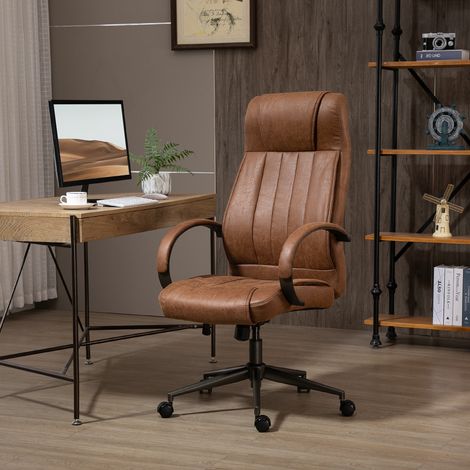 Silla de Escritorio Giratoria con Altura Ajustable Reposacabezas Reposabrazos y Respaldo 65x71,5x114-122 cm Marrón (1/5)