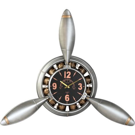Reloj Pared Metal Pvc 133X24X120 Helice Avion (1/4)