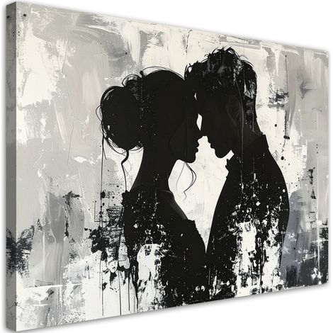 Cuadro en Lienzo Pareja enamorada figuras en negro y gris 30x20 (1/5)