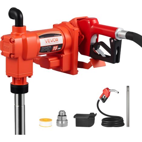 VEVOR Pompe Transfert Carburant 230 V CA Pompe Transfert Diesel Electrique 57 L/min, avec Pistolet Carburant Arret Automatique, Tuyau de Refoulement, pour Essence, Kerosene, Biodiesel, Melange Ethanol