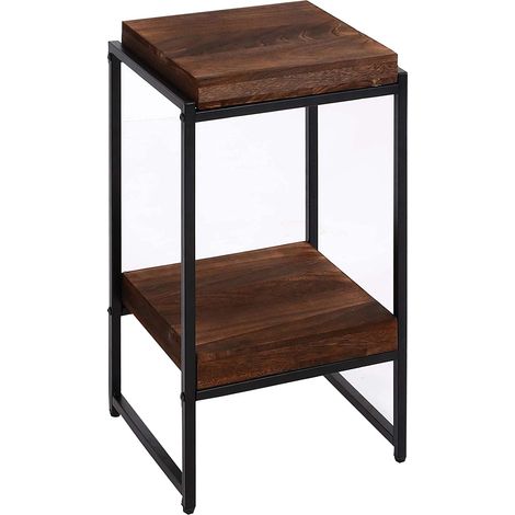 Tavolino porta piante mensola per fiori tavolino in metallo MDF marrone scuro 61 cm MED04073