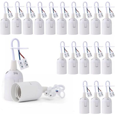 20 Pièces Douille de Lampe E27 Support Ampoule avec Testeur de Phase, Base de Lumière Douille de Suspension Douille de Chantier Rénovation Douille de Rechange Douille de Bâtiment avec Câ (1/5)