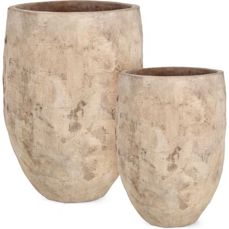 Vasi "Minh" struttura alta in terracotta smaltata per esterno set da 2 (1/3)