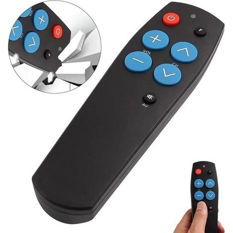 Mando a distancia universal - Botones grandes - Fácil visualización de la televisión - Compatible con infrarrojos - 15,5 x 4,6 cm - Negro (1/5)