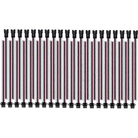 20 paires de connecteurs JST SM 3 broches pour ruban LED WS2812B, WS2811, WS2812, WS2814, SK6812, FOCB, CCT (femelle/mâle), 15 cm (1/5)