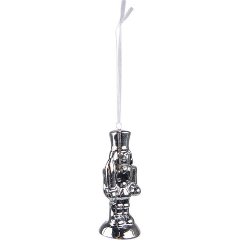 Suspension de Noël Casse-Noisette en Porcelaine Argentée Boule Décorative Moderne 10 cm - PANGIVO
