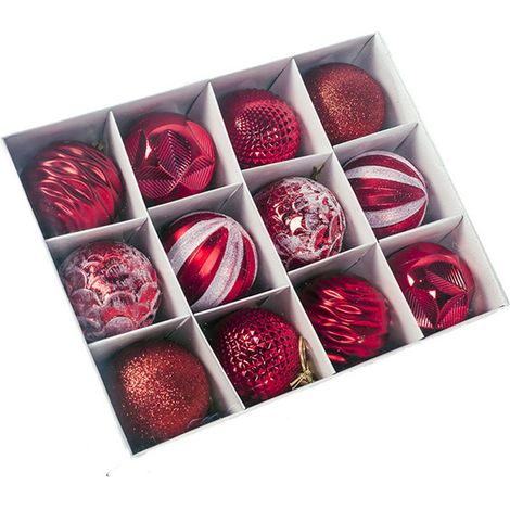 Boule De Décoration De Noël - Boule Accrochée Pour Arbre De Noël - Décor Festif Maison Et Fête - Lot De 12 (1/5)