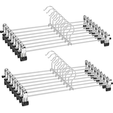 Chrome Metal Iron Hangers 40 cm for Trousers, Skirts, Socks, Underwear, Hangers with Clips