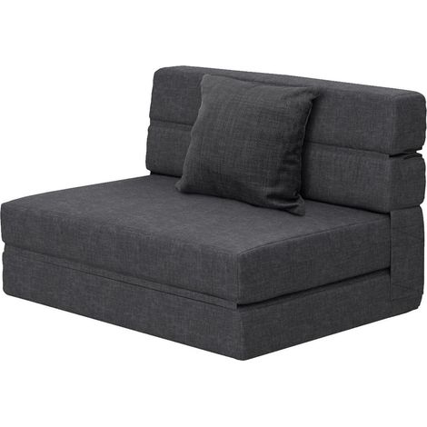 Schlafsessel mit Bettfunktion, Memory Schaum, Kissen, dunkelgrau, 100x190 cm (1/5)