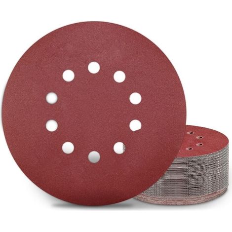 Dischi abrasivi da 225 mm, 25 pezzi, grana P240, 10 fori, per levigatrici a collo lungo, levigatrici per cartongesso e levigatrici a giraffa (1/5)