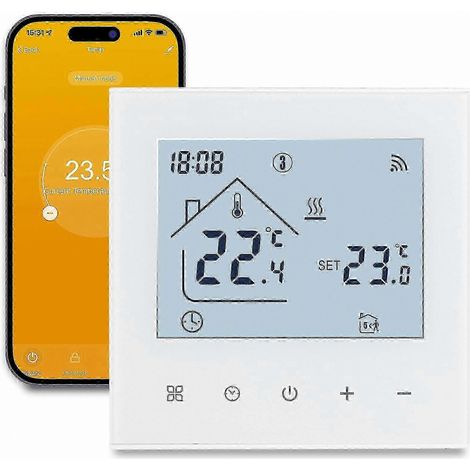 Thermostat intelligent Wi-Fi pour chaudière à gaz, contrôleur de température programmable avec écran LCD, montage mural (1/4)