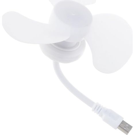 Mini ventilador USB, cuello flexible de 360°, 3 aspas de ABS, blanco, funcionamiento silencioso, para oficina, dormitorio, camping. (1/5)