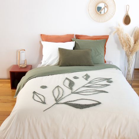 Parure de lit HERBIER coton lavé Taie 63x63 cm 240x220 cm (1/5)