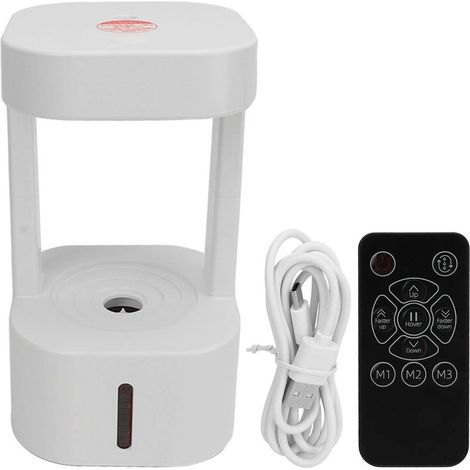 Geräuschloser Luftbefeuchter mit Sprühnebel, 580 ml, Anti-Schwerkraft, für Schlafzimmer, Büro und Wohnräume, weißes Licht. (1/5)