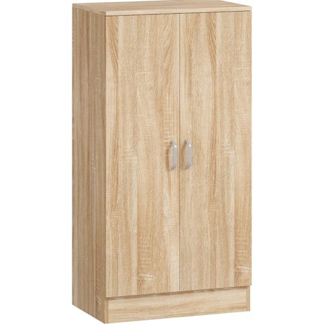 Scarpiera con 2 ante, 6 ripiani regolabili e chiusura ammortizzata, per 14 paia, legno naturale (1/4)