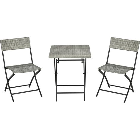 3 ensembles de meubles de balcon en rotin, 2 chaises/ 1 table (1/5)