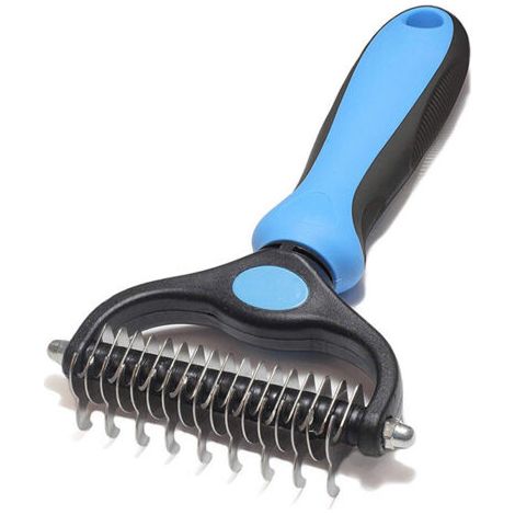 QORVA-Brosse à sous-poil pour chiens et chats à poils moyens à longs - Brosse à sous-poil contre les nœuds et sous-poils (1/4)