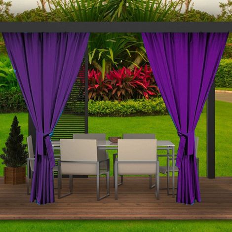 Rideaux D'extérieur Violet Rideau 2x155x240cm Rideau pour Pergola Imperméable Rideau Exterieur pour Terrasse Rideau Pare-Soleil pour Balcon