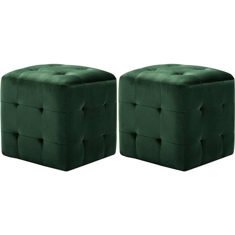 vidaXL Pouf 2 pz Verde 30x30x30 cm in Velluto (1/5)
