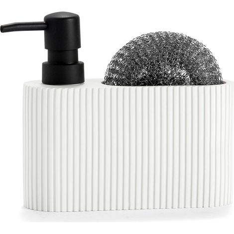 Pol Dispenser con Paglietta Nera 16,5x5,5x15cm CC71087 - Andrea House