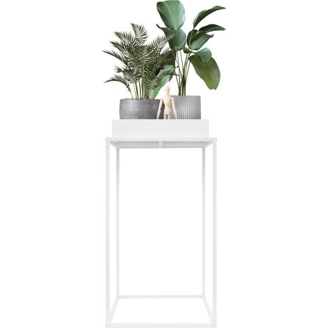 ML-Design Soporte para Plantas de Metal Blanco Macetero de Pie 88 x 45 x 45 cm Jardinera para Interior o Exterior Diseño Moderno Florero Maceta de Construcción Robusta y Estable para Flores Decorativo (1/5)