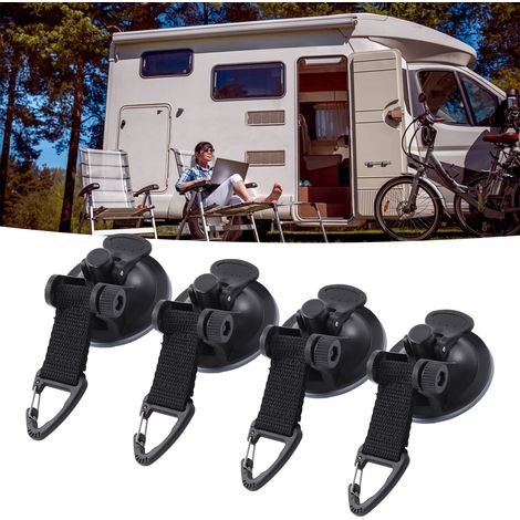 Ventouses de Voiture à Forte Adhérence pour Toiles et Tentes Camping Car ABS Nylon Lot de 4 Pièces Faciles à Installer Portable Résistantes Haute Durabilité Fixations Accroches Amortisseurs Sécurité