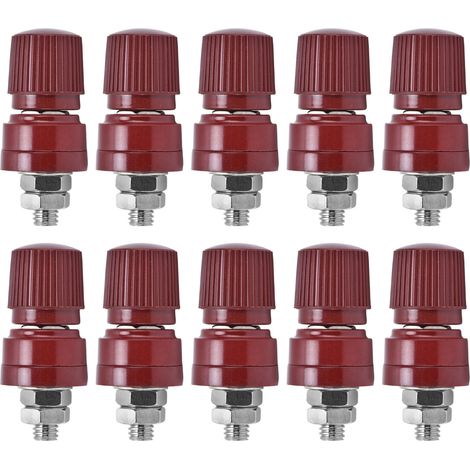 10 Pièces Borne de Soudure Laiton Nickelé M6, Connecteur à Tige Filetée pour Câbles 0‑380V Rouge (1/5)