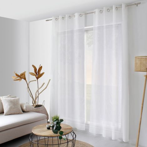 Voilage effet lin 140x240cm "Elena" - 140x240cm - Blanc (1/3)
