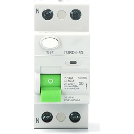 AC 2P 6KA RCCB RCD 230V Disjoncteur à Résiduel Disjoncteur Différentiel Interrupteur de Sécurité TORD4-63, 2P 16A 10MA (1/5)