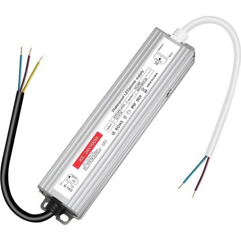 Transformateur 220V 24V LED 100W, alimentation 24v 100w 4.2A, led driver 24v étanche IP67, Transfo AC à DC, convertisseur 220v 24v, 24V100W pour G4, GU5.3, MR11, MR16, Bande LED, Non Dimmable (1/5)