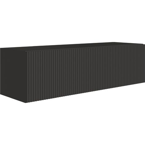 Selsey Mobile Porta TV Sospeso Nero Opaco Larghezza Totale 100 cm – Mobile TV Moderno con 2 Vani, Ante a Ribalta, MDF e Pannelli Laminati, Design Elegante per Soggiorno o Camera (1/5)