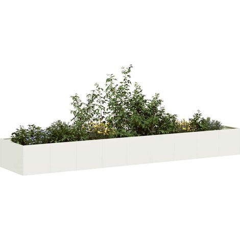 Jardinière-Pot de fleur-Bac à fleurs blanc 360x80x40 cm acier (1/5)