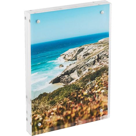 Cadre photo magnétique en verre acrylique 10 x 15 cm Transparent, lot de 5 (1/5)