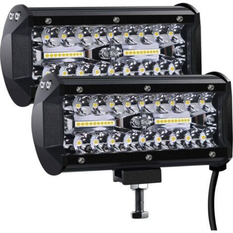 Phare de Travail LED 12V 300W 7'' Projecteur LED Voiture 12v Etanche IP67 Spot Flood Feux Antibrouillard LED 27,000lm Feux de Travail pour Voiture Camion Tracteur SUV Bateau-2 PCS (1/5)
